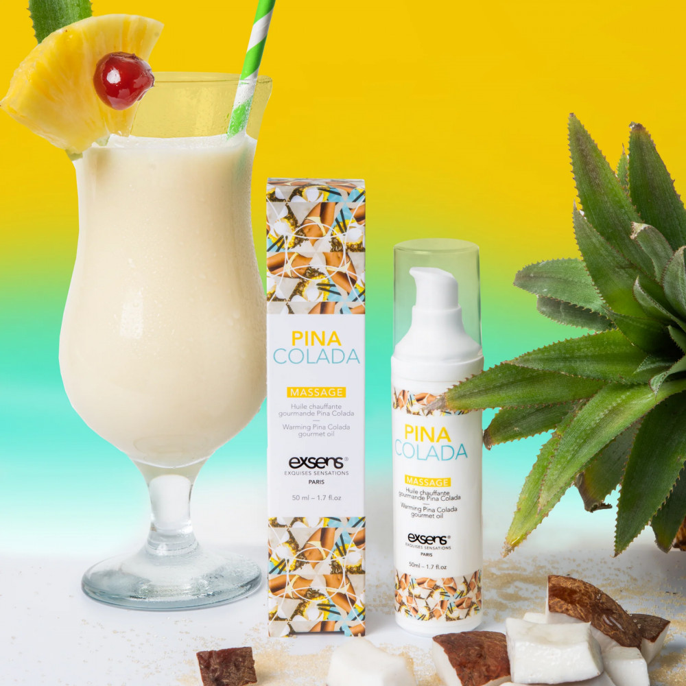 Для массажа - Массажное масло EXSENS Pina Colada 50мл разогревающее, без сахара, без парабенов, съедобное 4