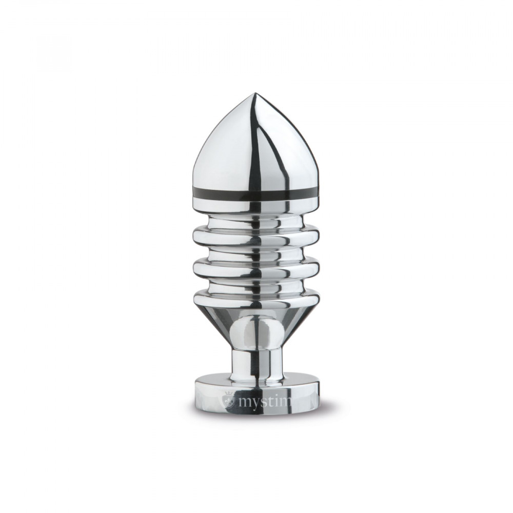 Різне - Металева анальна пробка Mystim Hector Helix S для електростимулятора, діаметр 4 см