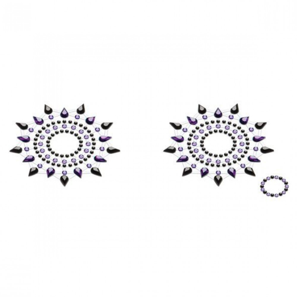 Интимные украшения - Пэстис из кристаллов Petits Joujoux Gloria set of 2 - Black/Purple, украшение на грудь