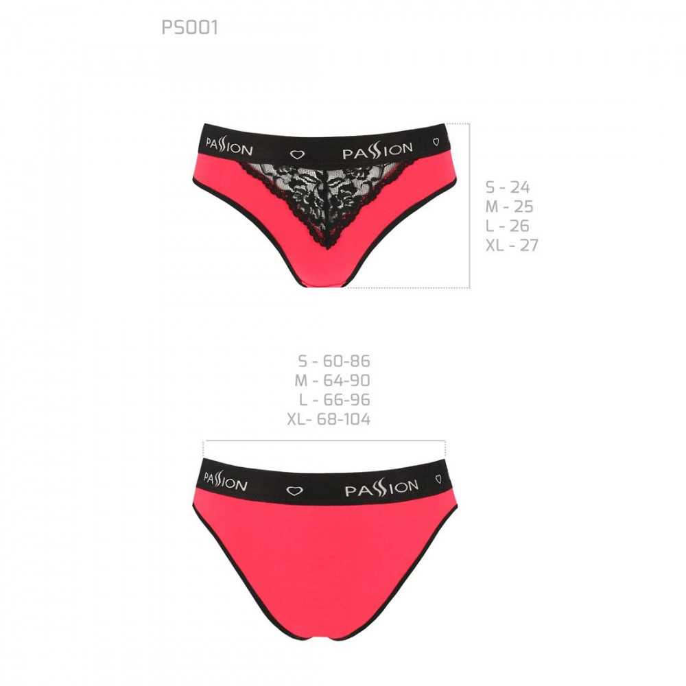 Эротические комплекты - Трусики с широкой резинкой и кружевом Passion PS001 PANTIES red/black, size L 1