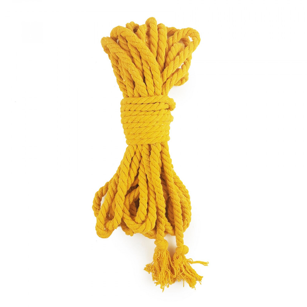 БДСМ наручники - Хлопковая веревка BDSM 8 метров, 6 мм, цвет желтый