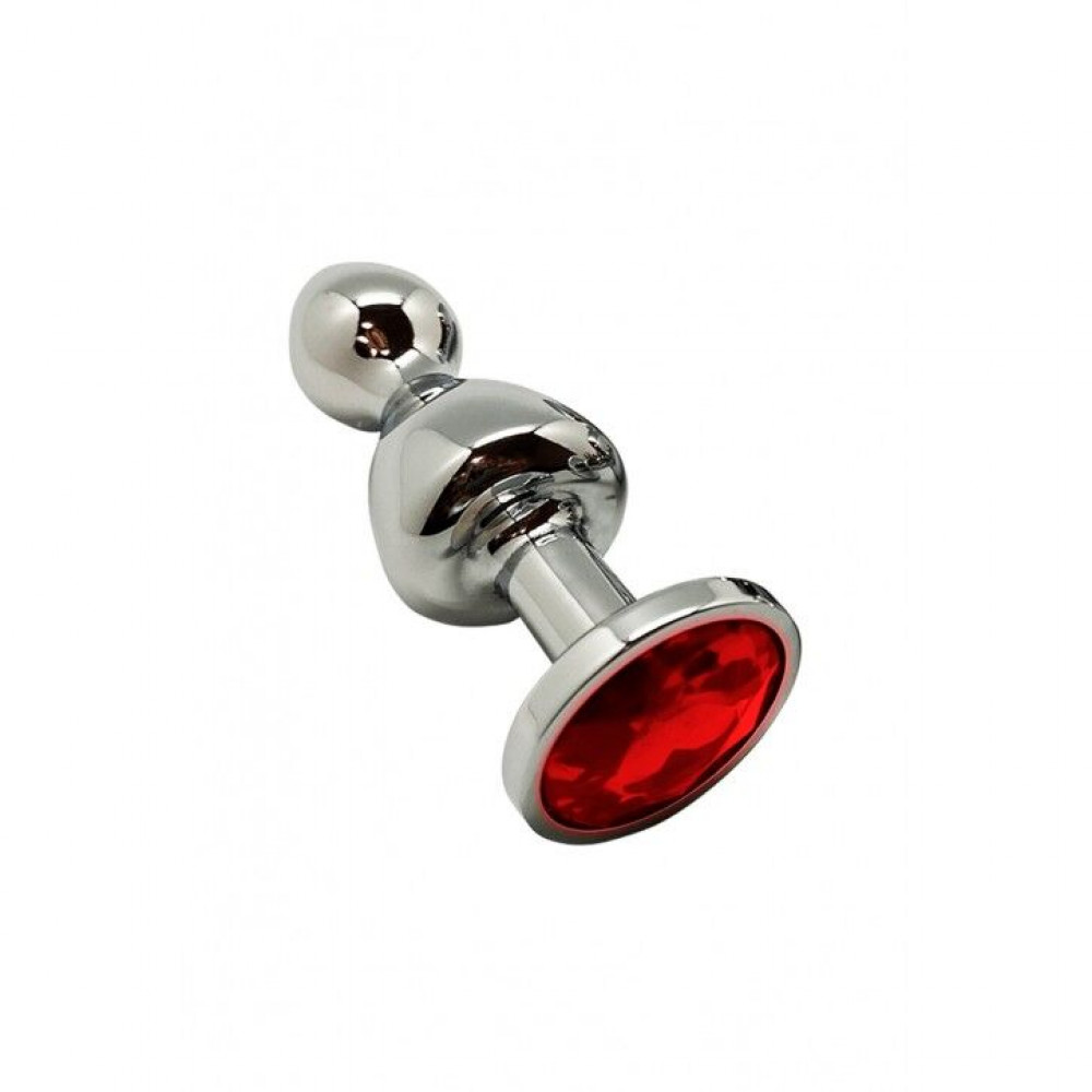 Анальная пробка - Металлическая анальна пробка Wooomy Lollypop Double Ball Metal Plug Red S диаметр 2,8см, длина 8,5см