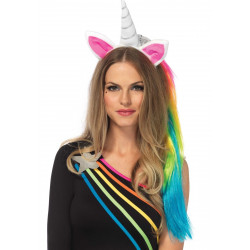 Обруч рог единорога Leg Avenue Magical Unicorn Headband, с радужной гривой