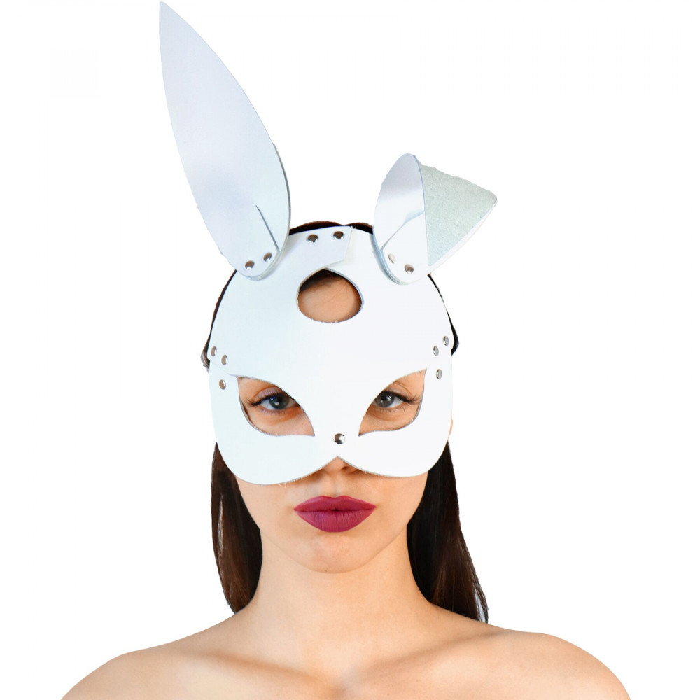 Маски - Кожаная маска Зайки Art of Sex - Bunny mask, цвет Белый