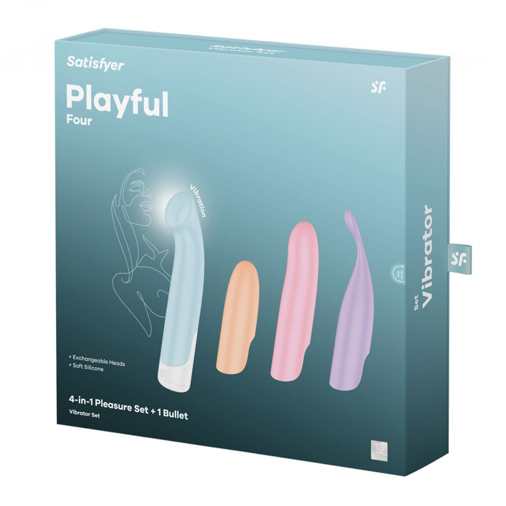 Різне - Набір 4-в-1 Satisfyer Playful Four, вібратор та 4 насадки, 12 режимів 8