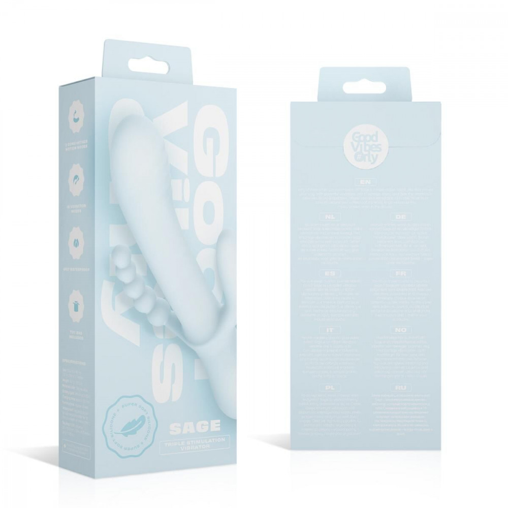 Вибратор-кролик - Вибратор-кролик Good Vibes Only - SAGE Triple Stimulation Vibe Soft Silicone - Blue 8