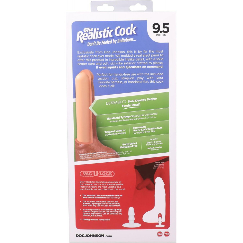Фалоімітатор - Фалоімітатор, що кінчає Doc Johnson The Realistic Cock ULTRASKYN - Squirting 9,5 Inch Chocolate 8