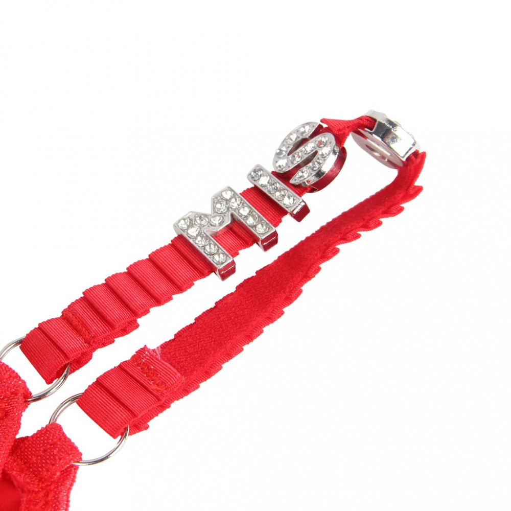 Різне - Трусики із прикрасою срібними літерами StarNight MISS, червоні, S 3