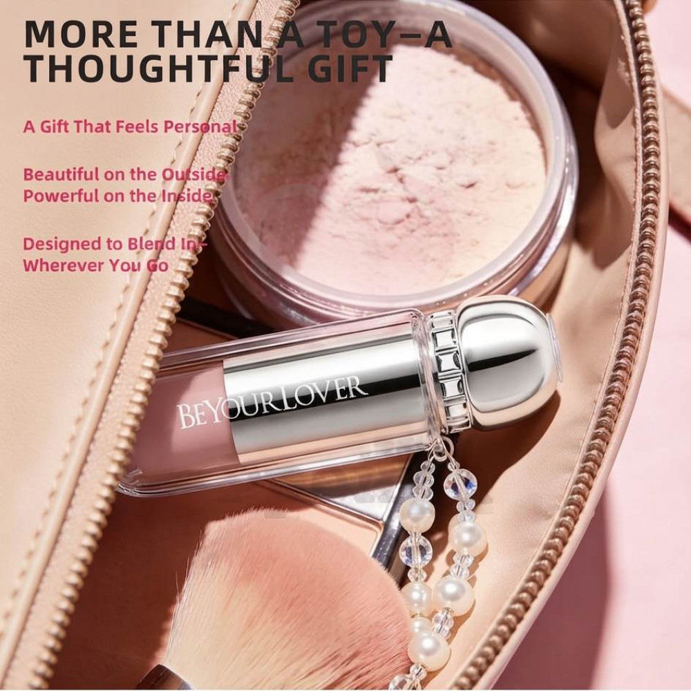 - Вакуумний стимулятор BeYourLover Powder Mist у формі губної помади, рожевий, 9,65 × 3,3 × 3 см 5