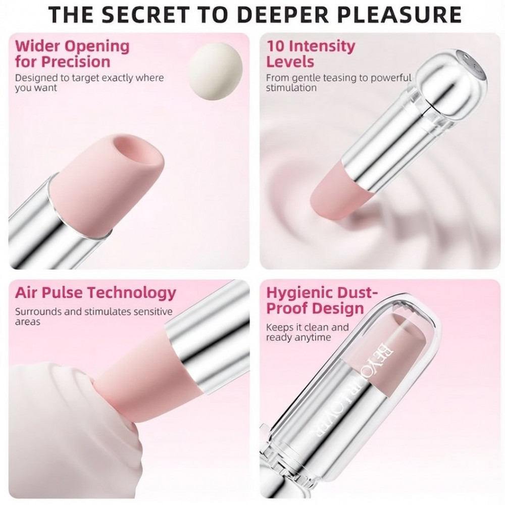 - Вакуумний стимулятор BeYourLover Powder Mist у формі губної помади, рожевий, 9,65 × 3,3 × 3 см 2