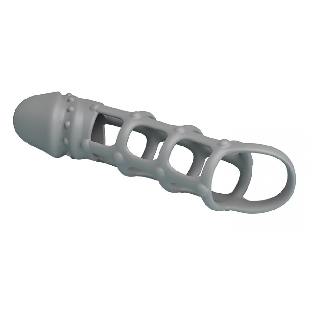 Эрекционные кольца и насадки на член - Ажурная насадка Penis Sleeve With Ball Strap, BI-026234. 3