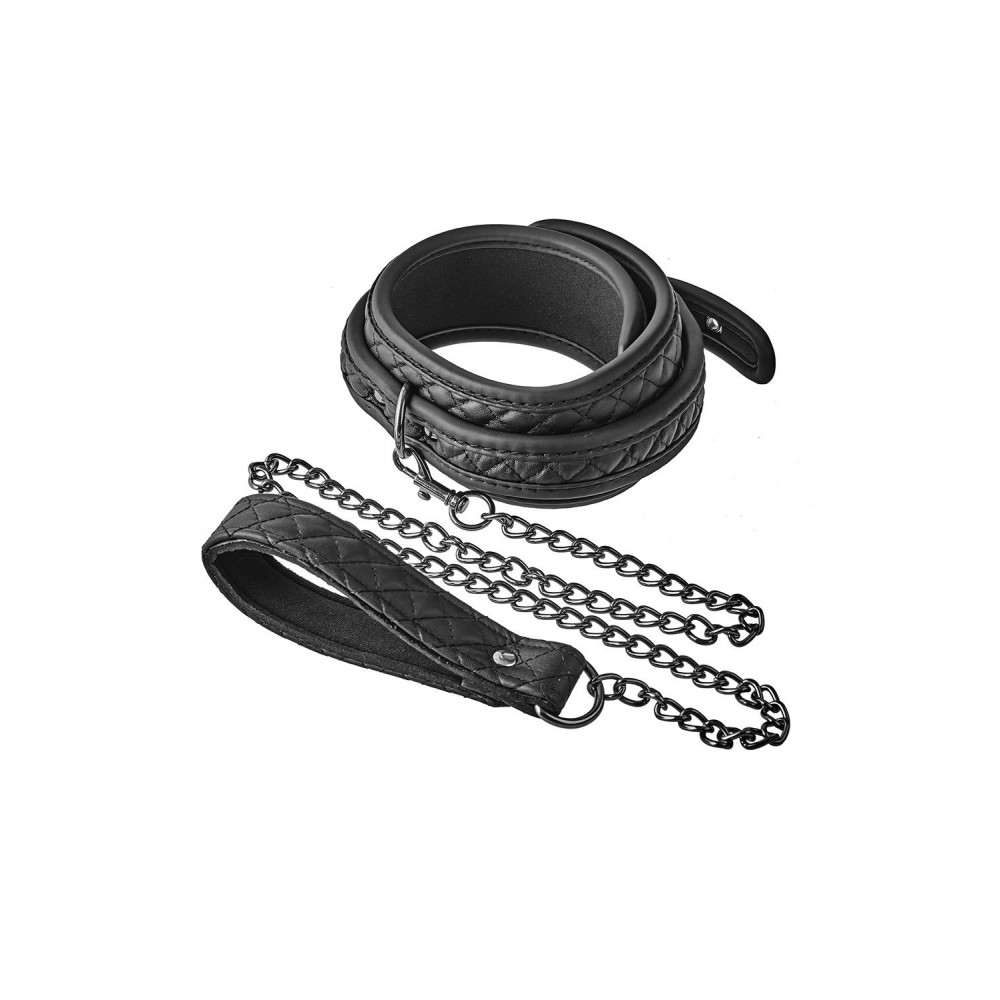 Секс игрушки - Ошейник с поводком Dream Toys BLAZE COLLAR LEASH DIAMOND BLACK 2