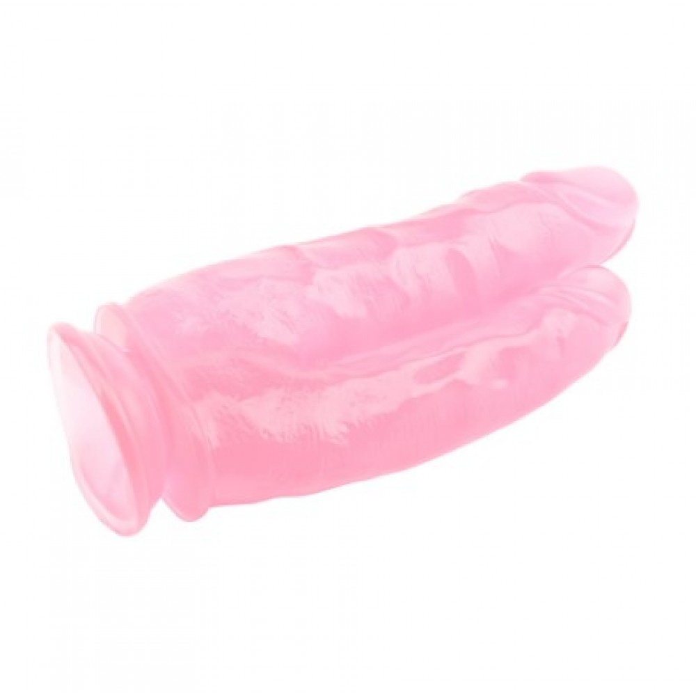 Секс игрушки - Фаллоимитатор двойной на присоске прозрачный Chisa Hi-Rubber 9.4 INCH Pink 4