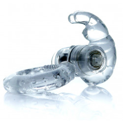 Эрекционное вибро кольцо BOSS Rabbit Vibro Cock Ring Clear, BS6700049