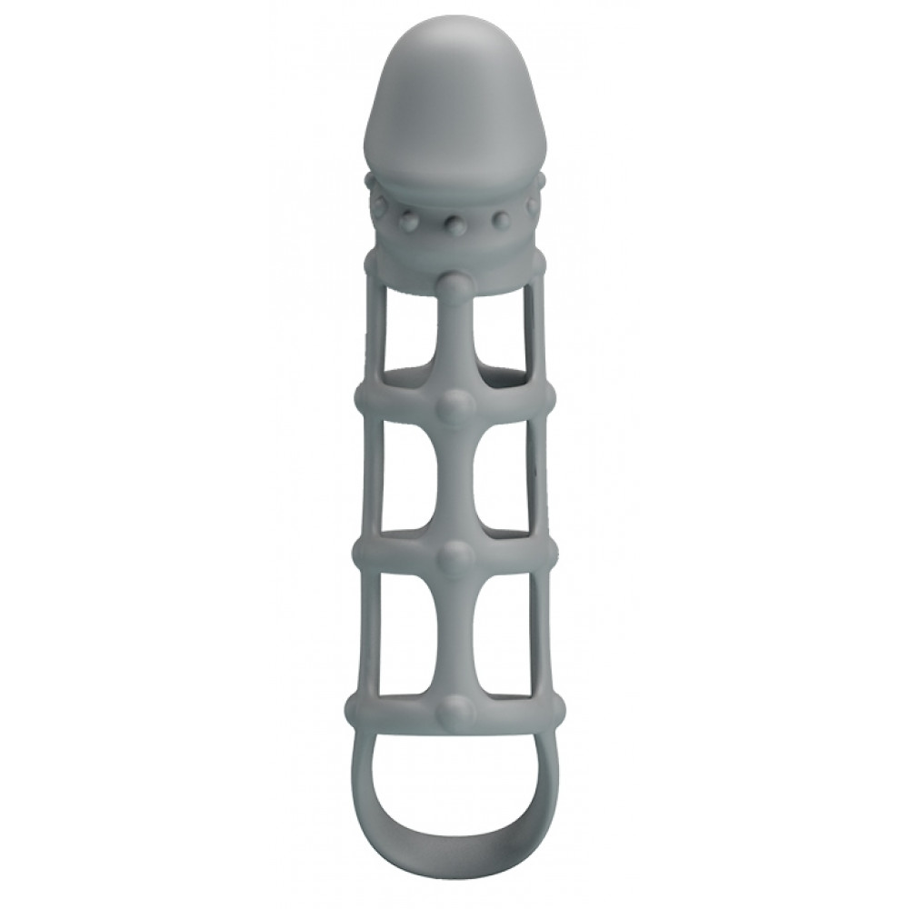 Эрекционные кольца и насадки на член - Ажурная насадка Penis Sleeve With Ball Strap, BI-026234. 7