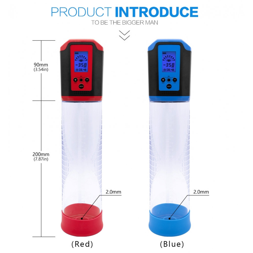 Помпи - Автоматична вакуумна помпа із зарядкою від USB та LCD дисплеєм CANWIN Passion Pump Men Blue - P648AU 9