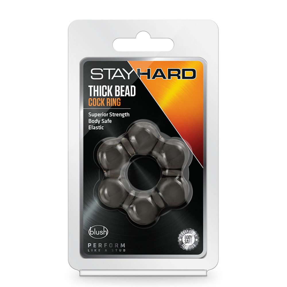 Эрекционные кольца и насадки на член - T331506 Эрекционное кольцо STAY HARD THICK BEAD COCK RING BLACK 3