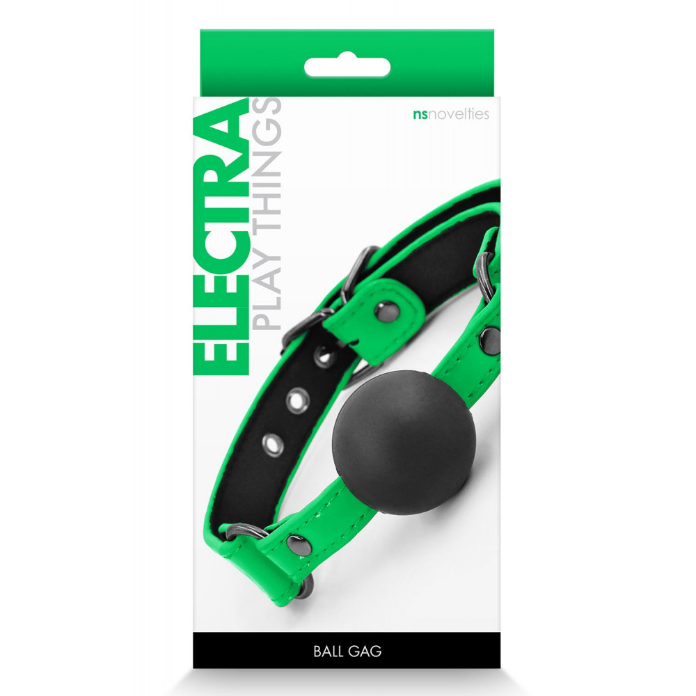 БДСМ игрушки - Кляп ELECTRA BALL GAG GREEN BONDAGE COUTURE BALL GAG BLACK 1