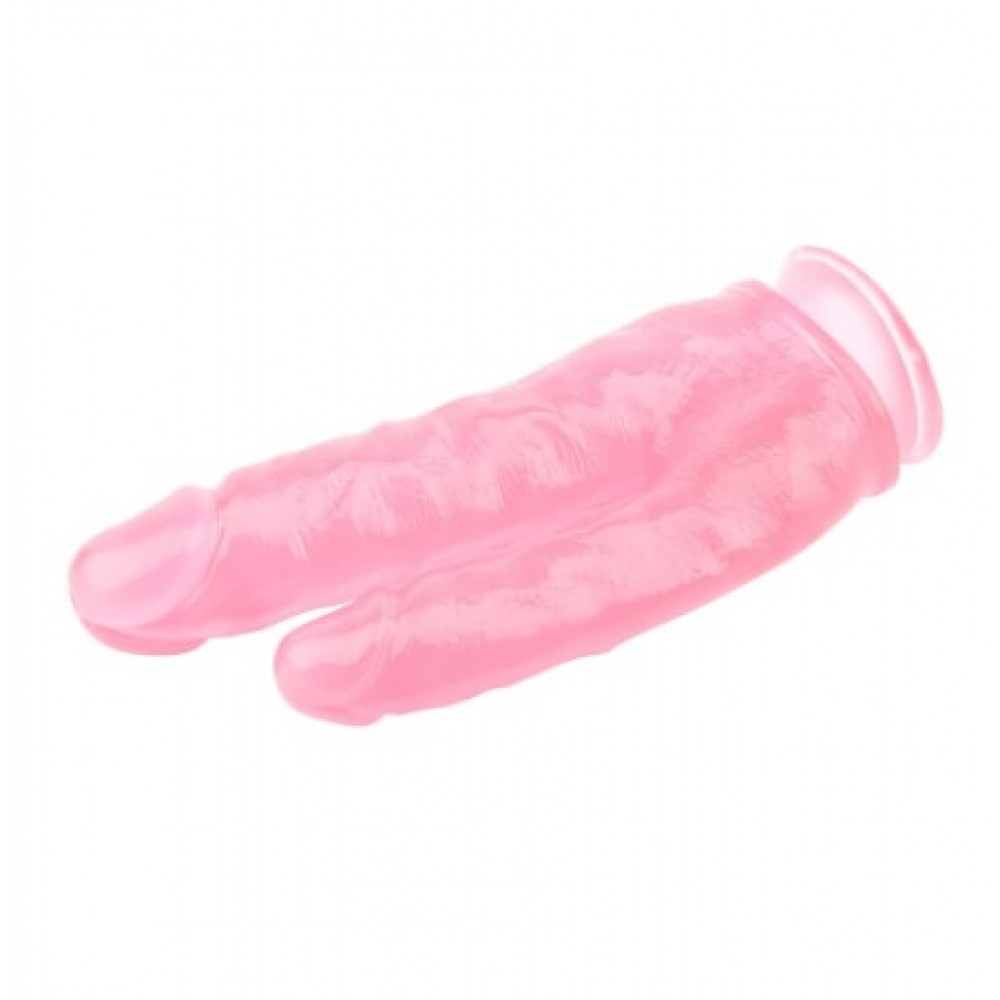 Секс игрушки - Фаллоимитатор двойной на присоске прозрачный Chisa Hi-Rubber 9.4 INCH Pink 3