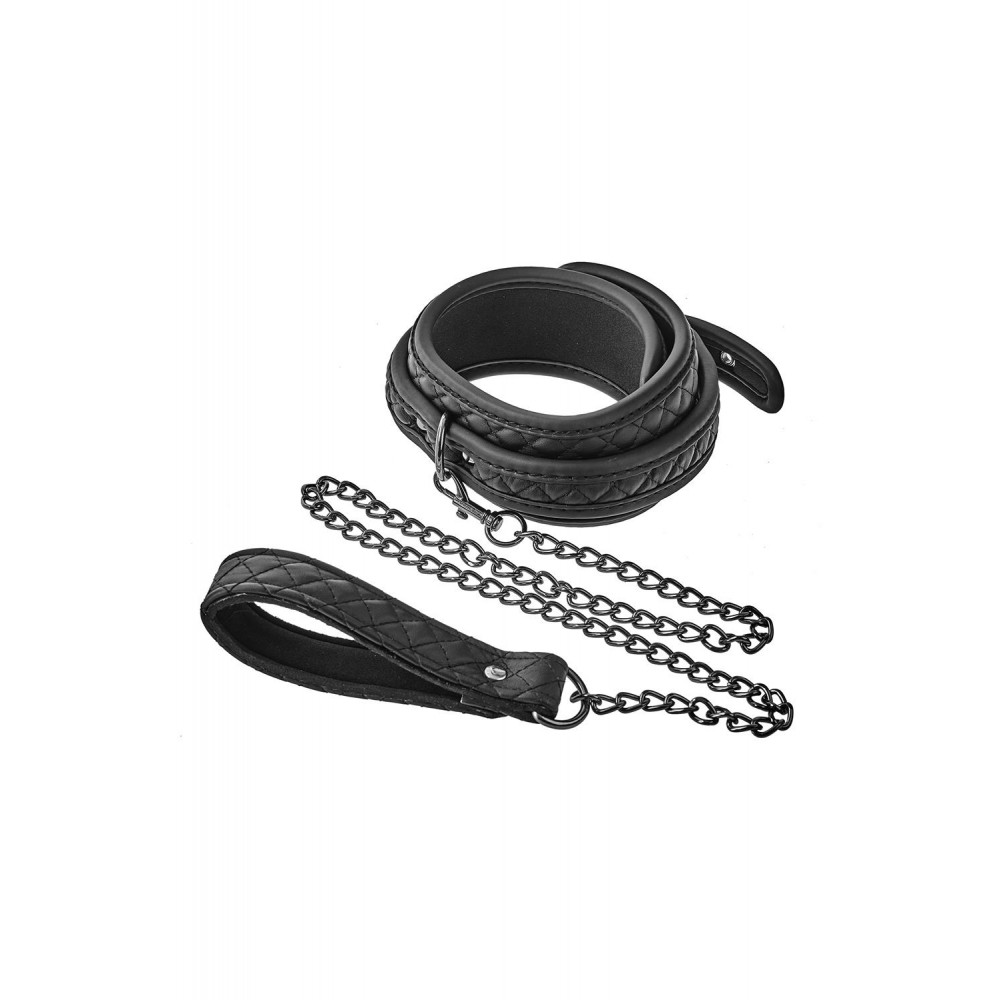 Секс игрушки - Ошейник с поводком Dream Toys BLAZE COLLAR LEASH DIAMOND BLACK 1