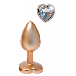 Алюминиевая анальная пробка Dream Toys GLEAMING LOVE с декоративным камнем, М