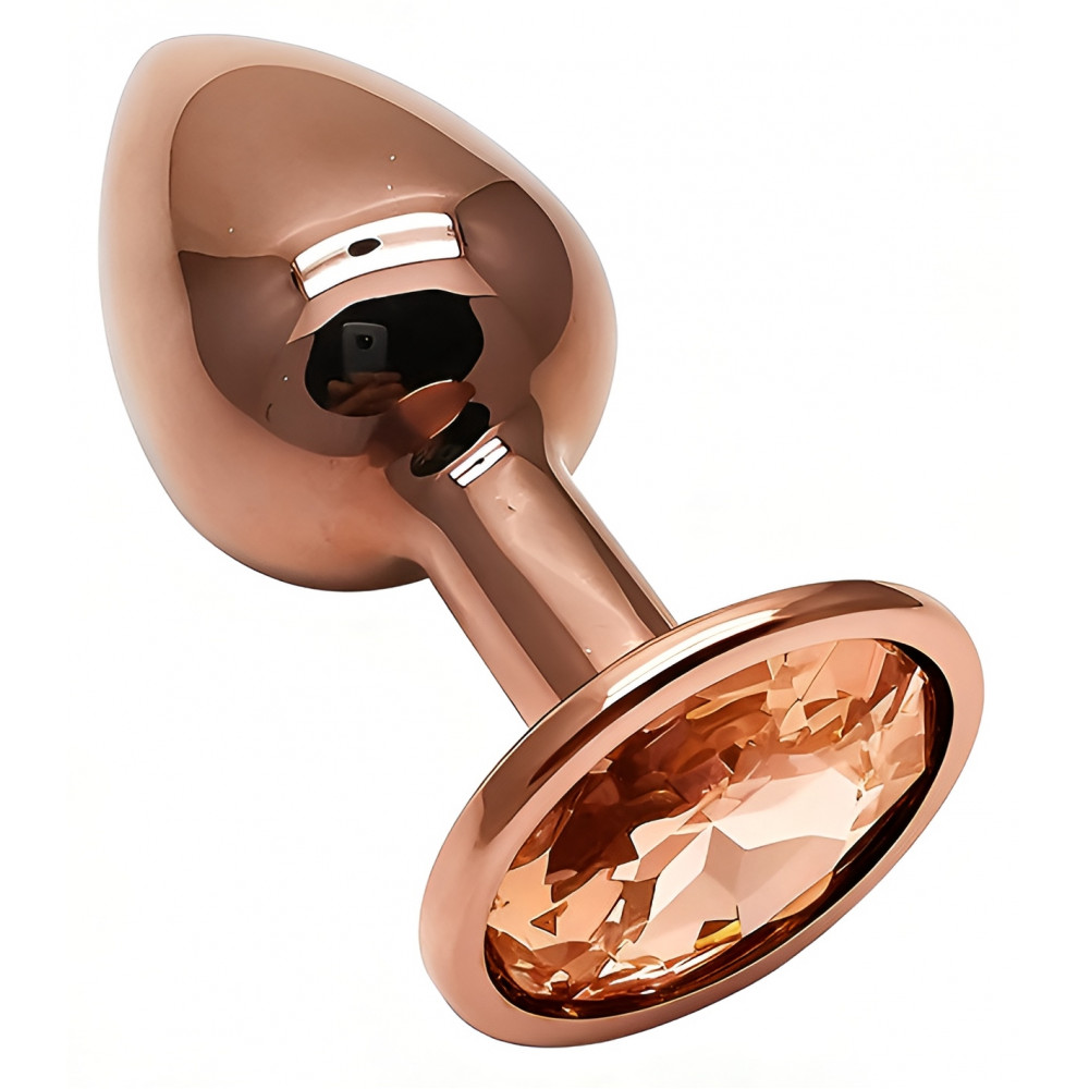 Анальные игрушки без вибрации - Анальная пробка с кристаллом EGZO - Dark Gold Round Plug Yellow, size S 4