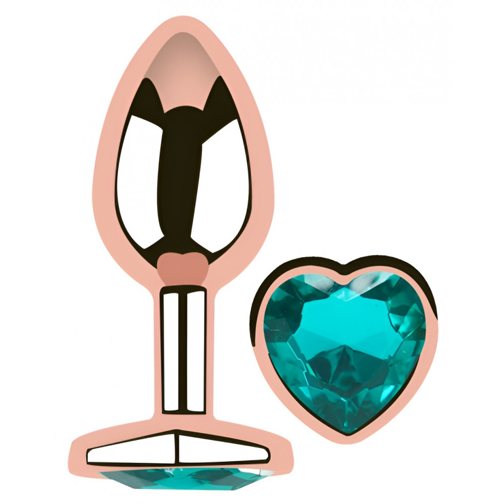  - Анальная пробка с кристаллом EGZO - Rose Gold Heart Plug Marine size M 1