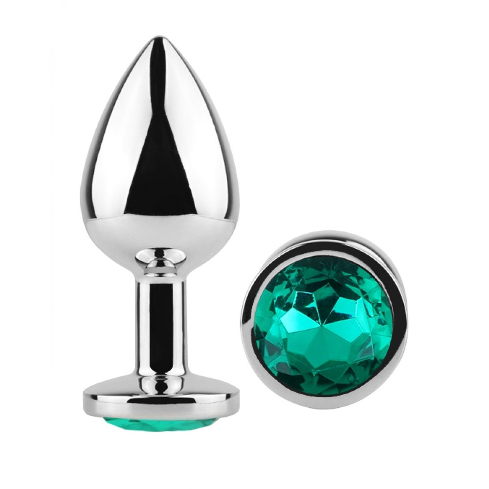 - Анальная пробка с кристаллом EGZO - Silver Round Plug Marine size M 1