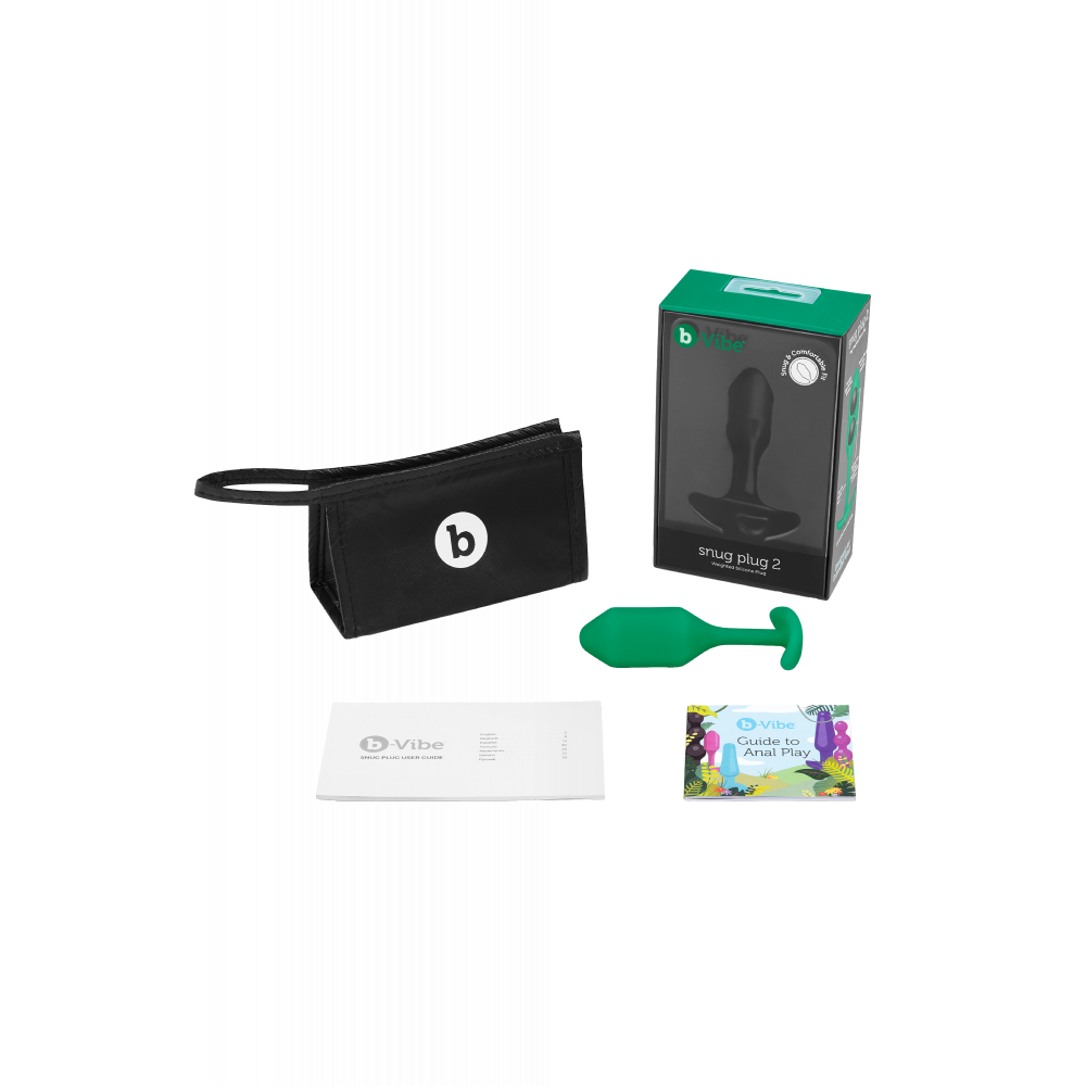 Анальные игрушки без вибрации - Анальная пробка со смещенным центром тяжести B-Vibe Snug Plug 2, силиконовая, зеленая 1