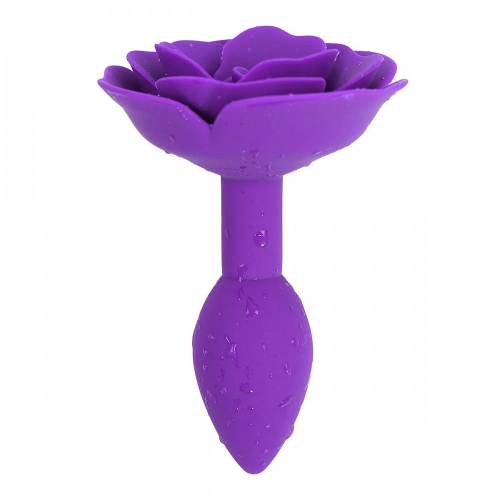 Секс игрушки - Анальная пробка со стоппером в форме розы, силиконовая, фиолетовая, 7 х 2.7 см 1