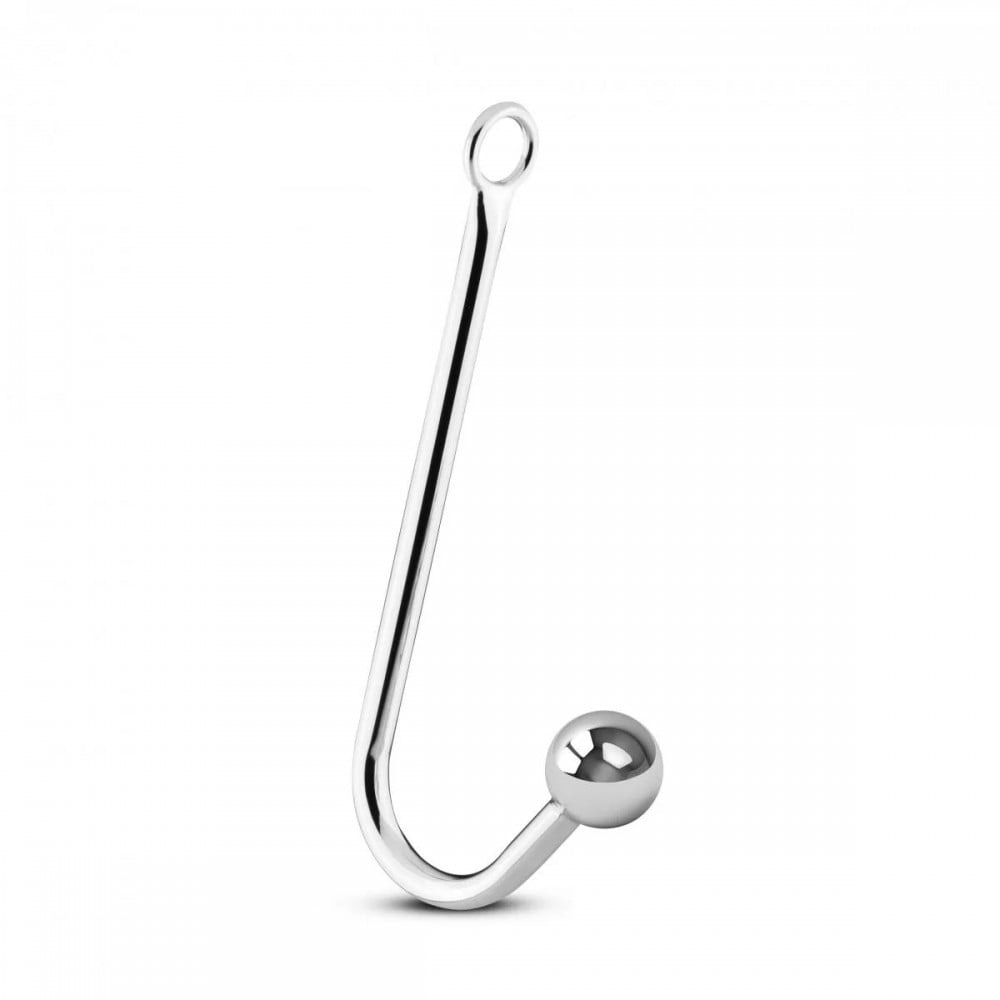 Анальные игрушки - Анальный крюк с одним шариком, металлический, серебряный, 24 х 5 см 2