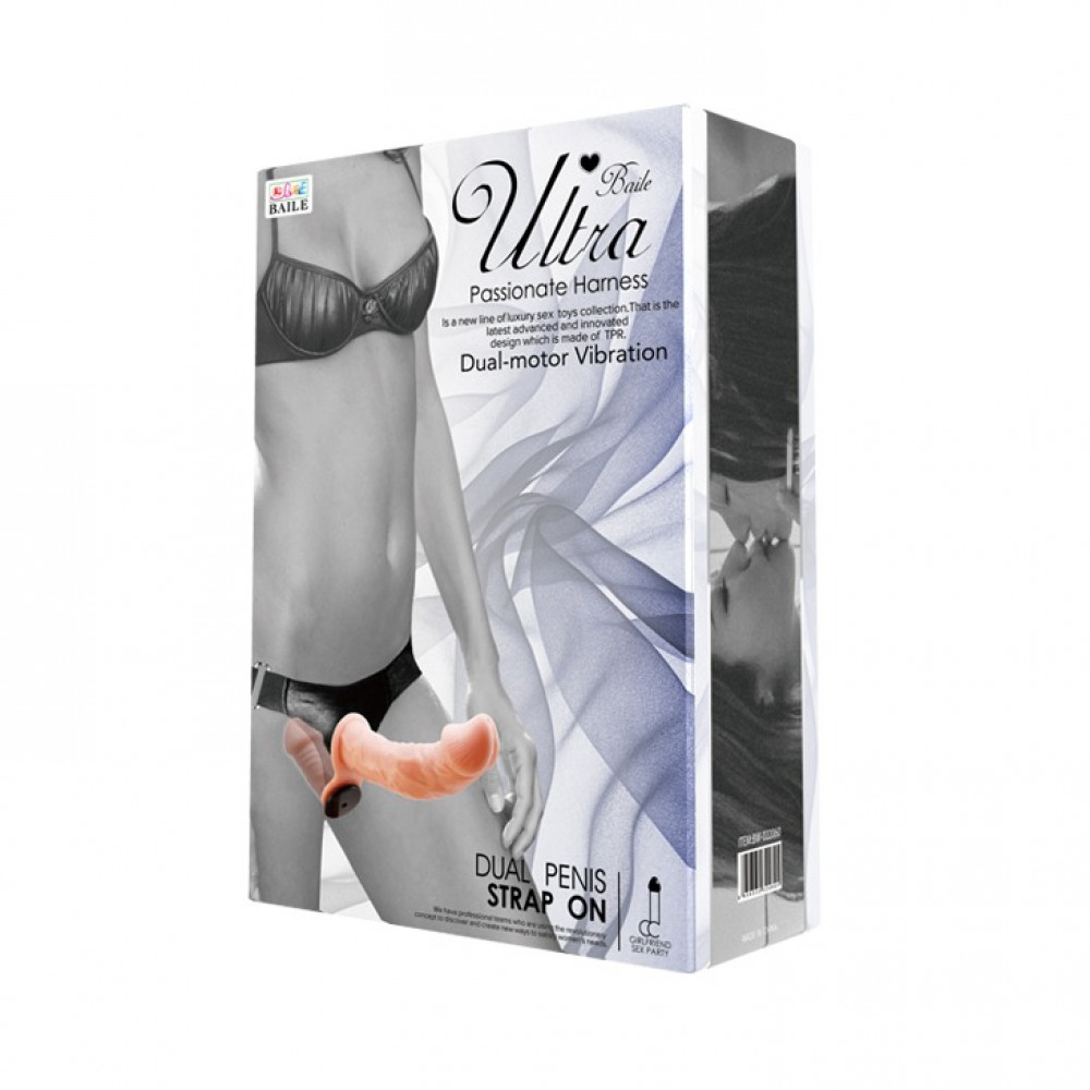  - Подвійний страпон з вібрацією Ultra Passionate Harness Dual Vibration з провідним пультом керування 7