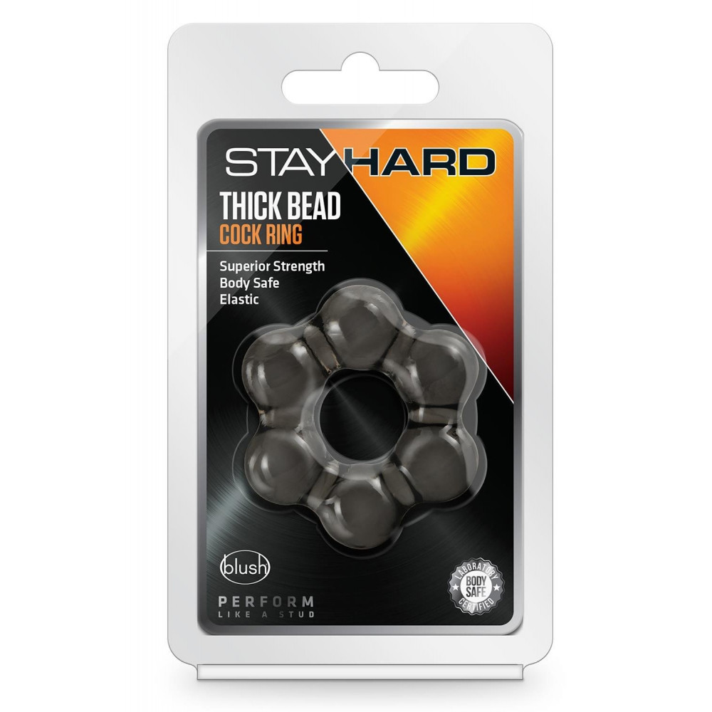 Эрекционные кольца и насадки - T331506 Эрекционное кольцо STAY HARD THICK BEAD COCK RING BLACK 3