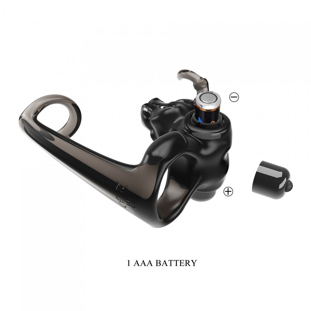 Эрекционные кольца с вибрацией - Эрекционное виброкольцо Pretty Love Bull Warior с клиторальной стимуляцией, черное 4