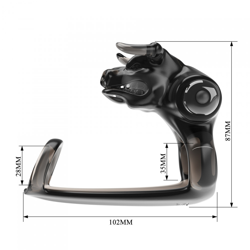 Эрекционные кольца с вибрацией - Эрекционное виброкольцо Pretty Love Bull Warior с клиторальной стимуляцией, черное 5