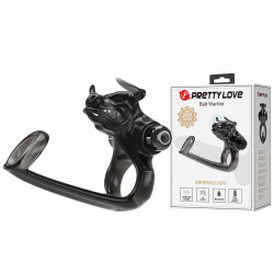 Эрекционное виброкольцо Pretty Love Bull Warior с клиторальной стимуляцией, черное
