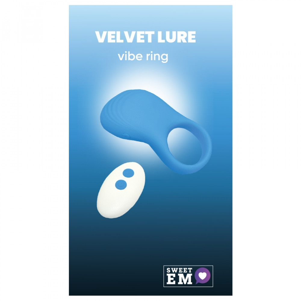 Эрекционные кольца с вибрацией - Эрекционное виброкольцо Sweet Em с пультом, синий, 8.5 х 4.5 см