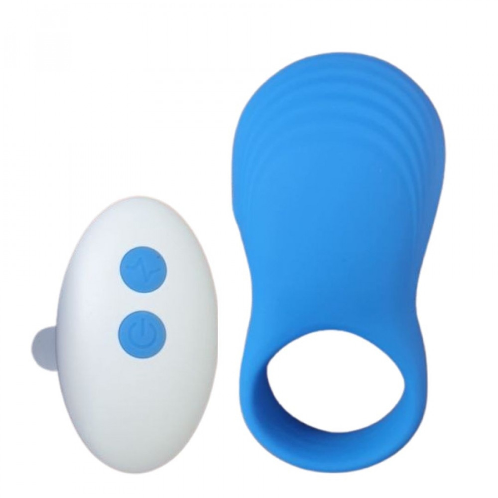 Эрекционные кольца с вибрацией - Эрекционное виброкольцо Sweet Em с пультом, синий, 8.5 х 4.5 см 1