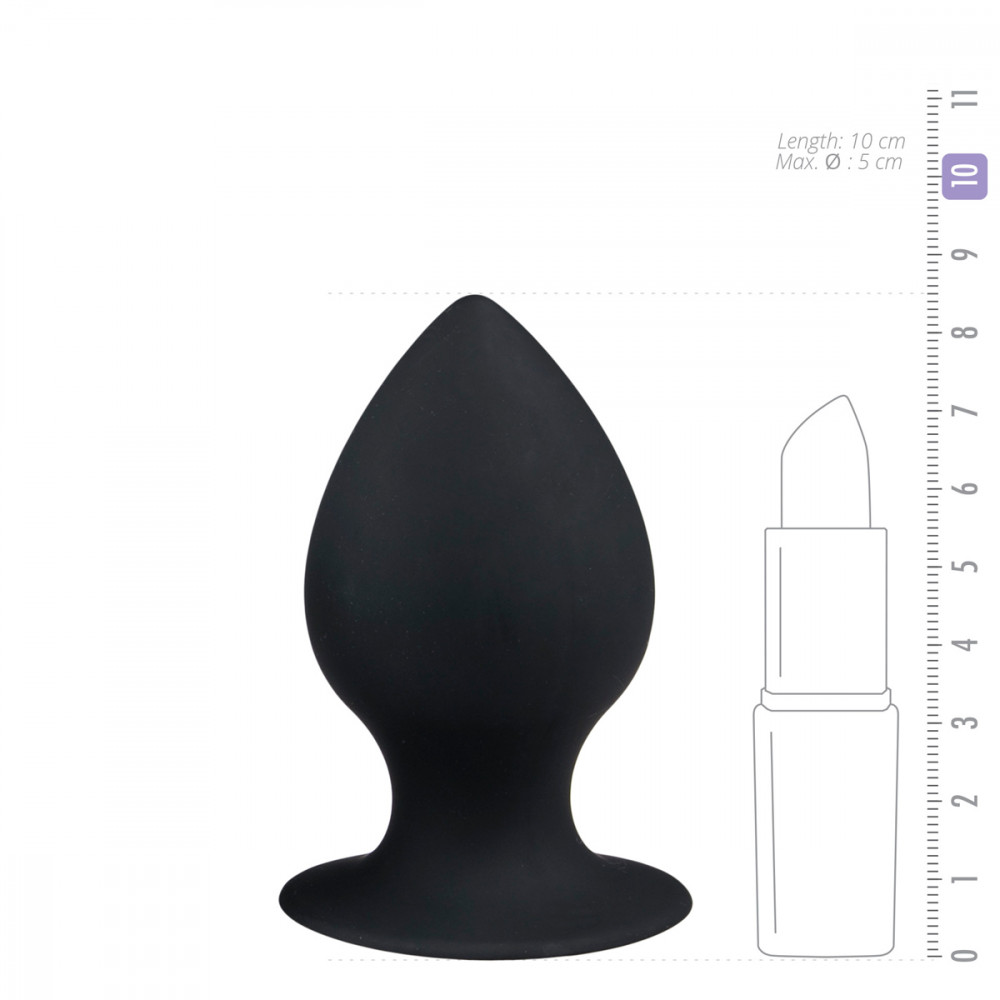 Секс игрушки - Анальная пробка с присоской Round Butt Plug черная, 8.5 см х 4 см 2