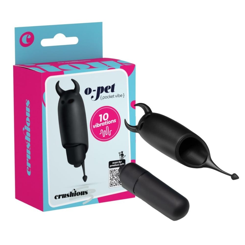  - Кишеньковий вібратор Чортик Crushios O-Pet чорний 1