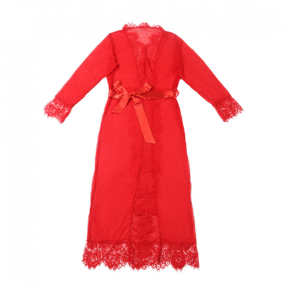 Різне - Халатик Star Night з поясом та мереживом, червоний, XS-S 3