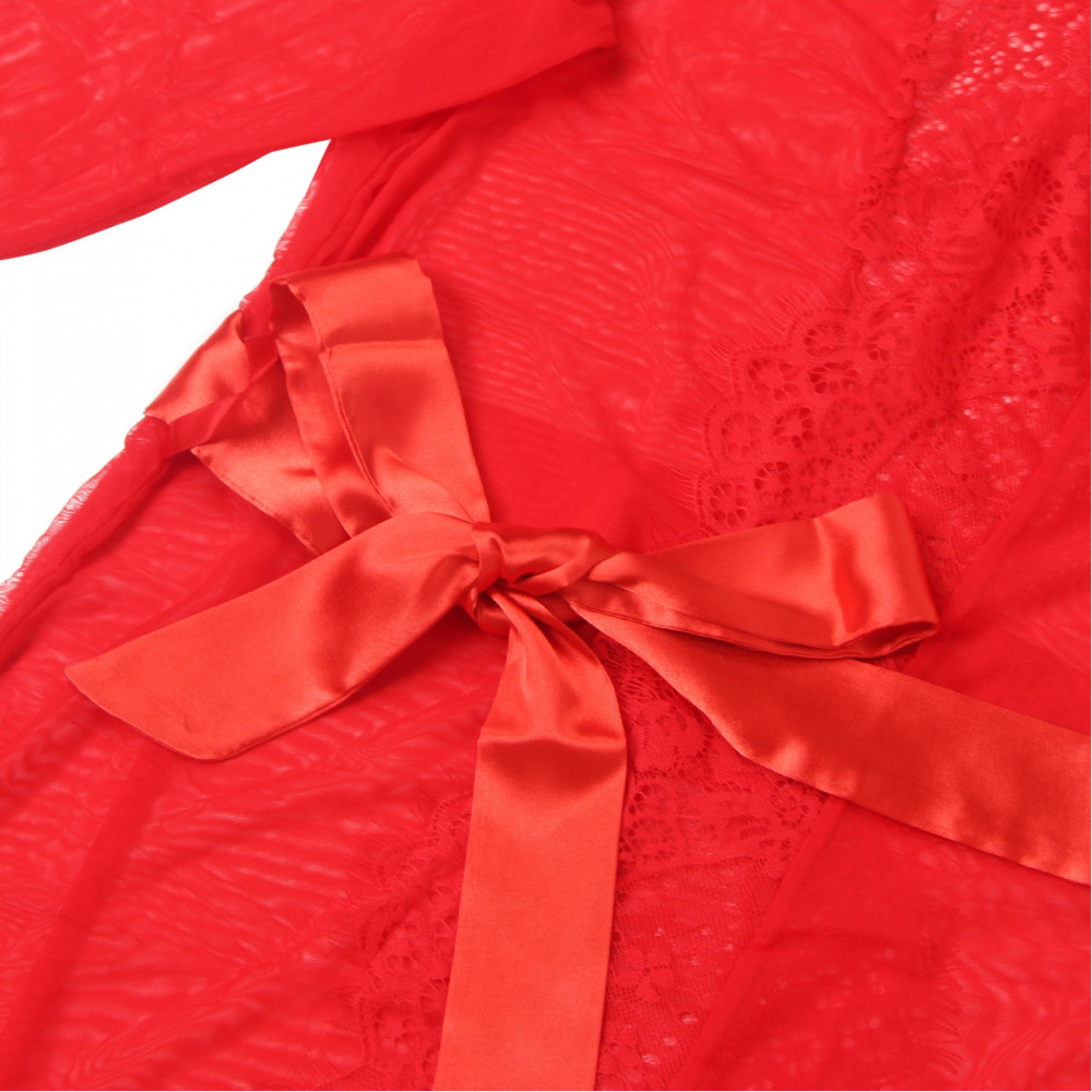 Різне - Халатик Star Night з поясом та мереживом, червоний, XS-S 4