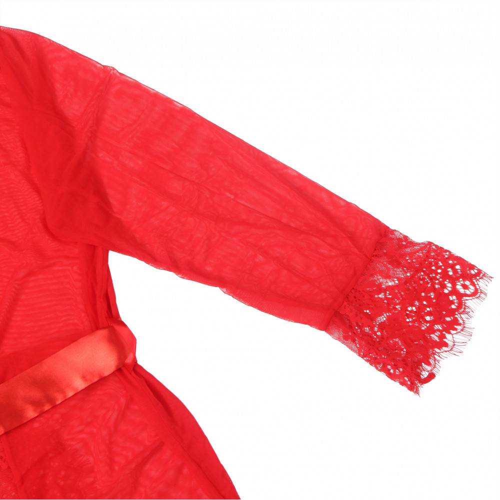 Різне - Халатик Star Night з поясом та мереживом, червоний, XS-S 7