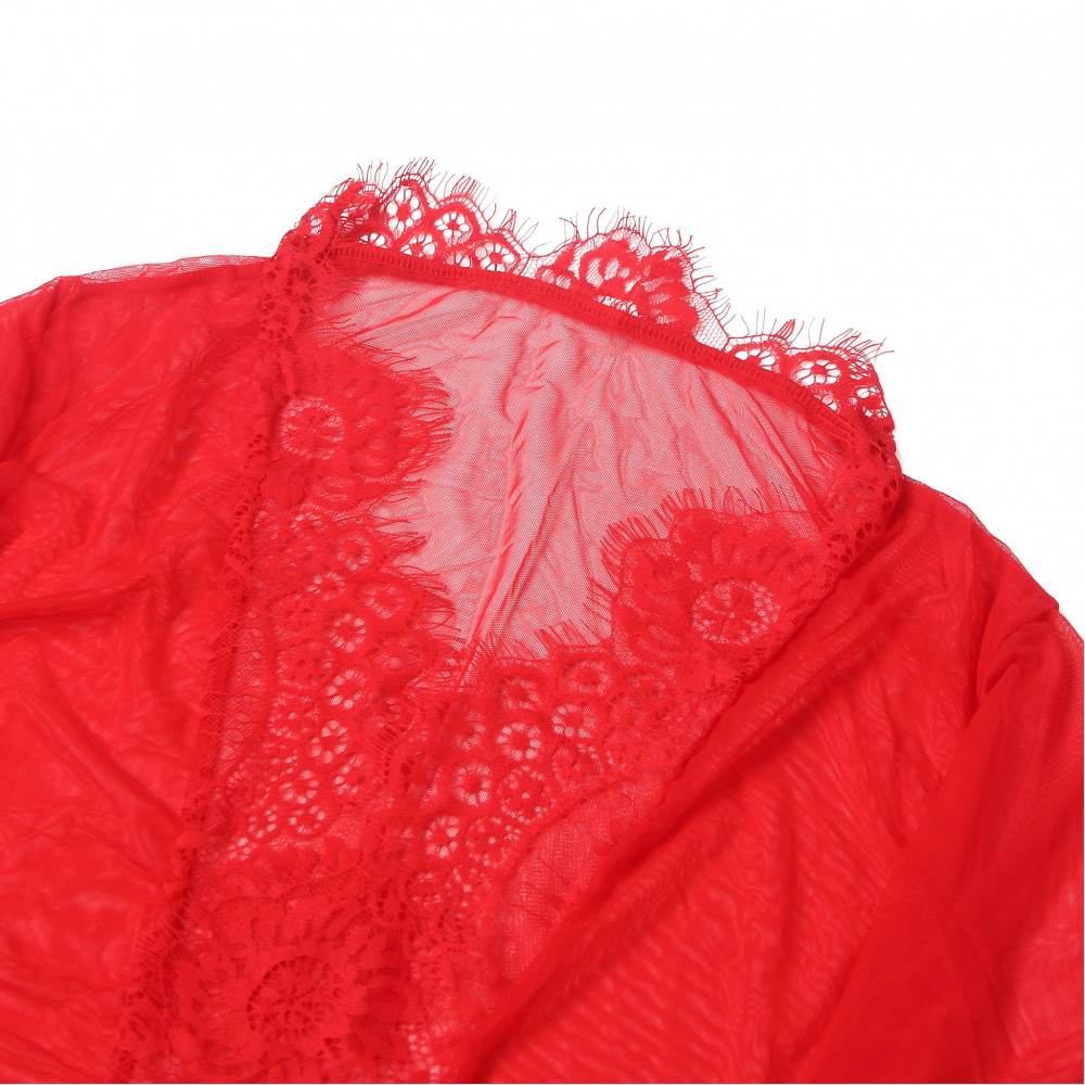 Різне - Халатик Star Night з поясом та мереживом, червоний, XS-S 5