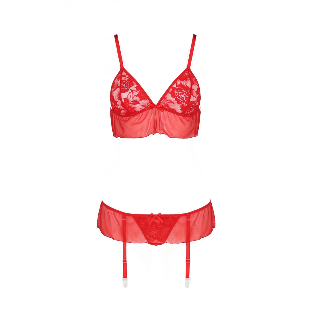 Эротическое белье - Комплект белья с поясом для чулок FABIANA SET red S/M - Passion 2