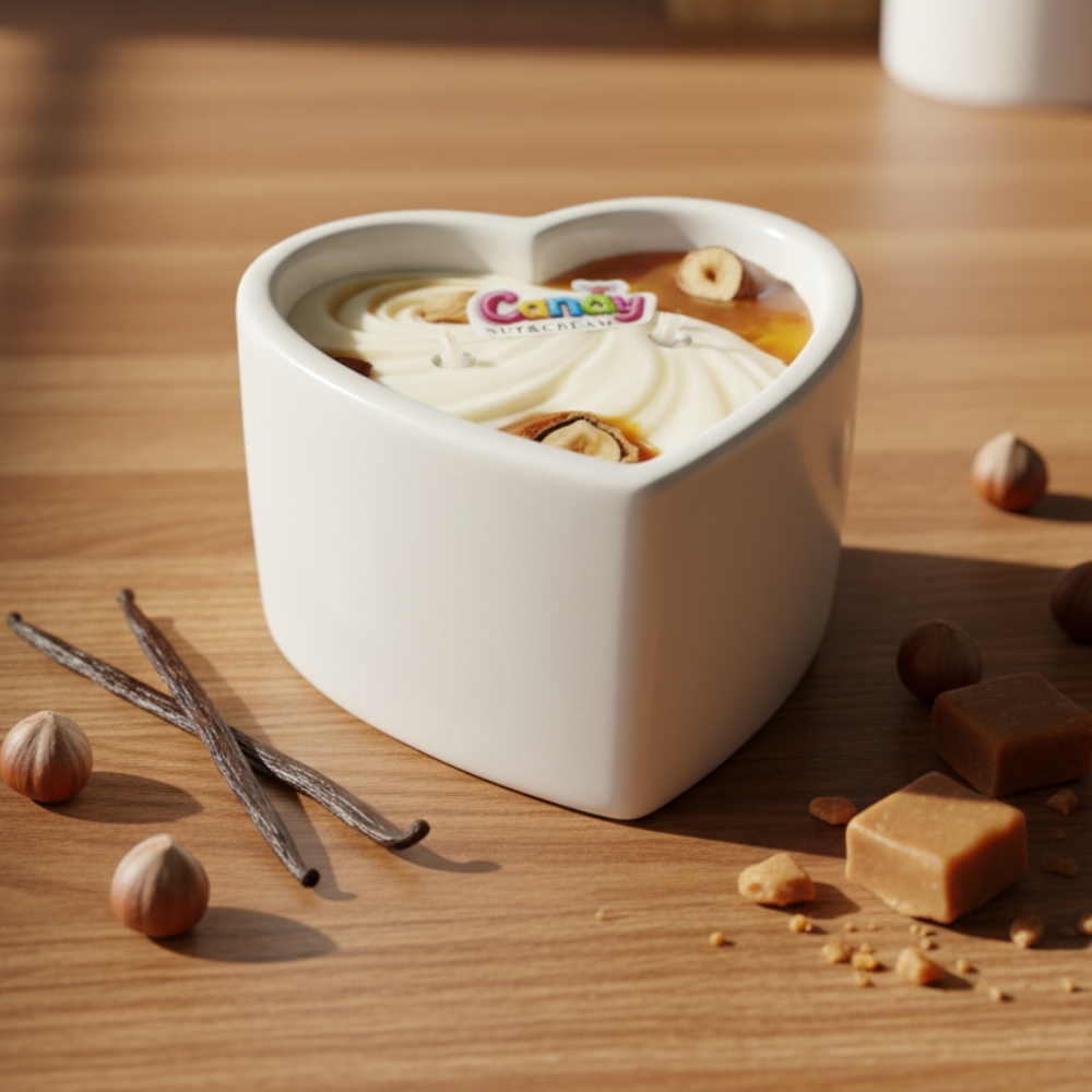 Для масажу - Масажна свічка з ароматом горіхового крему Candy Nut Cream у формі серця, 70 мл 3