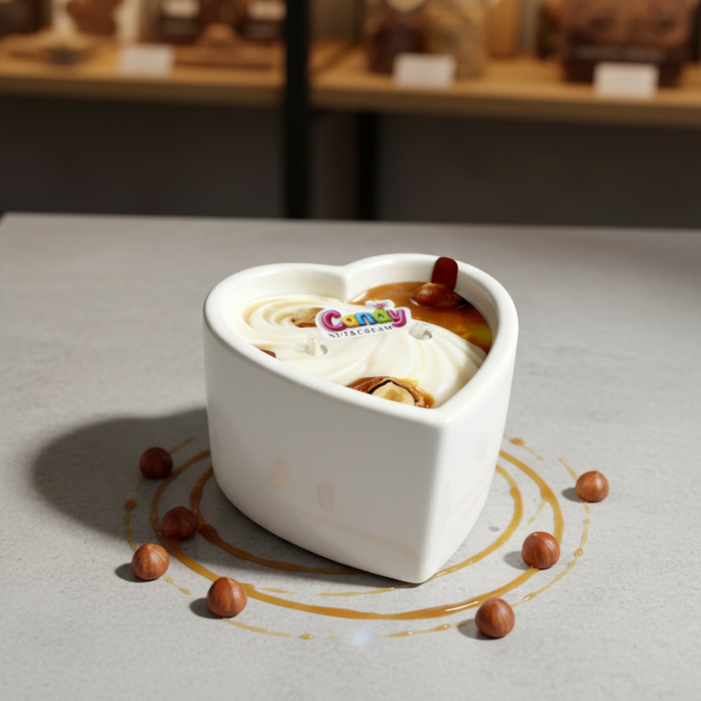 Для масажу - Масажна свічка з ароматом горіхового крему Candy Nut Cream у формі серця, 70 мл 2