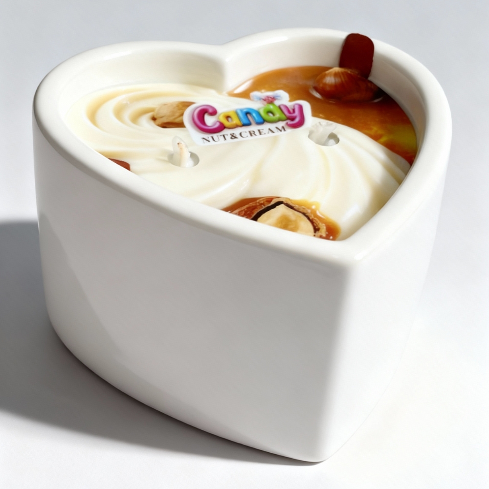 Для масажу - Масажна свічка з ароматом горіхового крему Candy Nut Cream у формі серця, 70 мл 17