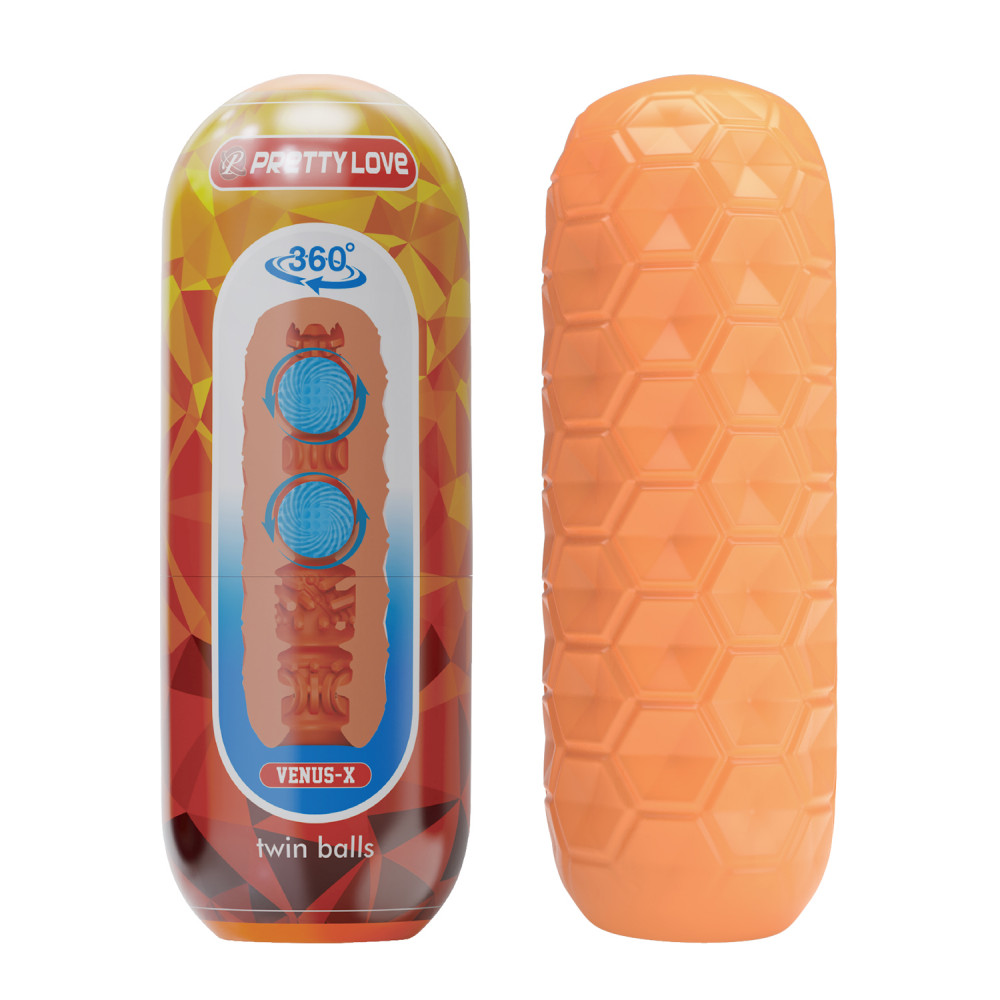 Мастурбаторы без вибрации - Мастурбатор Pretty Love Venus-X Orange с шариками для стимуляции, 18 х 6.5 см 1