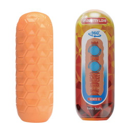 Мастурбатор Pretty Love Venus-X Orange с шариками для стимуляции, 18 х 6.5 см